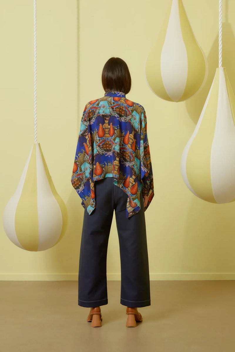 Henrik Vibskov- SQUARE SHIRT BOXING NAVY COLLAGE – MMW Concept - Main Image