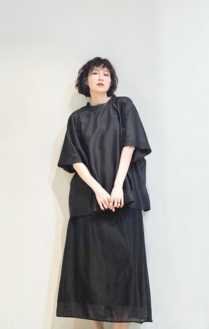 Frill collar sheer loose fit blouse - 3 colours