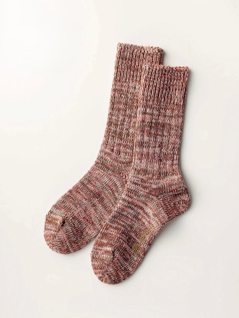 LUCKY SOCKS - Multi colour rib socks pink-chocolate