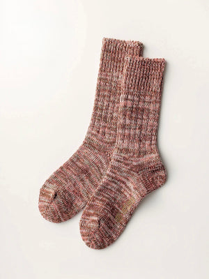 LUCKY SOCKS - Multi colour rib socks pink-chocolate
