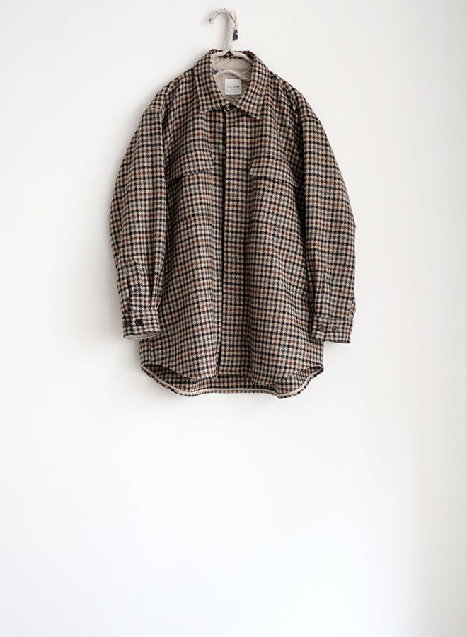 BRITISH WOOL GUN CLUB PLAID TWEED CLOTH Baggy C.P.O. Shirt Jacket