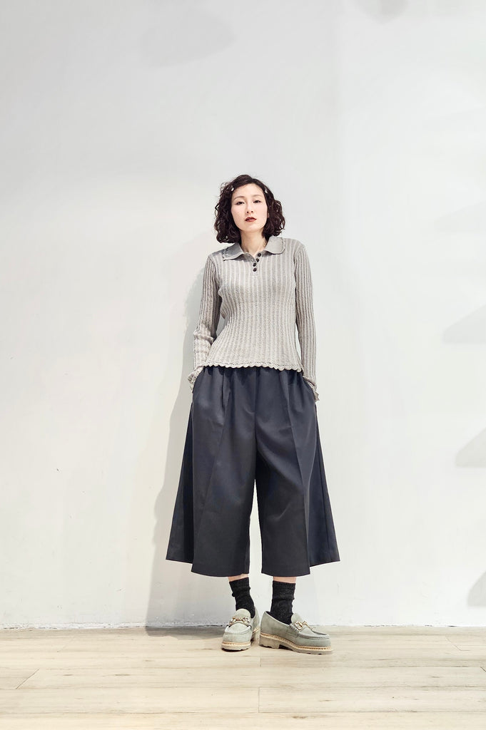 Knitted polo long sleeves top - 3 colours (pre-order)