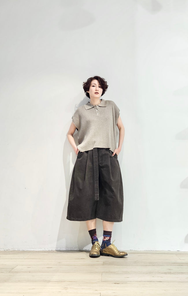 Sleeveless polo knitted wool top - 3 colours (pre-order)