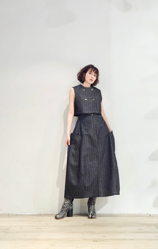 Stripe denim set skirt (pre-order)