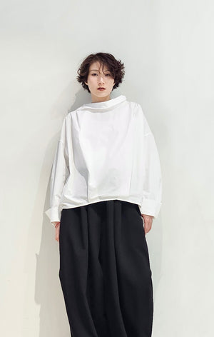 Stand collar nylon set blouse - 2 colours (pre-order)