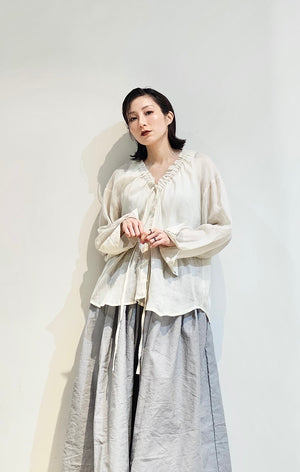 Linen raw hem button up top - 2 colours