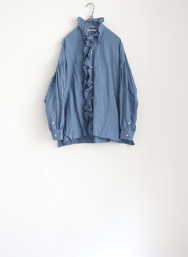HARD WASH FINISHED LINEN CLOTH Ruffle Shirt