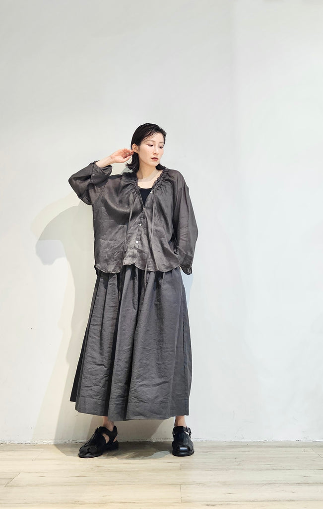 Linen raw hem button up top - 2 colours