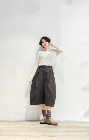 Velvet balloon-cut knee-length shorts - 2 colours (Pre-order)