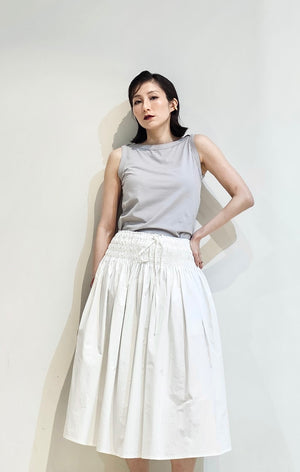 Wide elastic stitched waistband flare skirt - 2 colours
