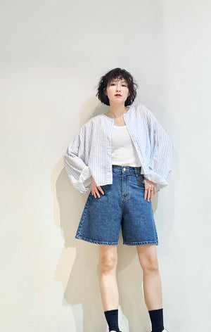 Loose fit cropped stripe shirt - 2 colours