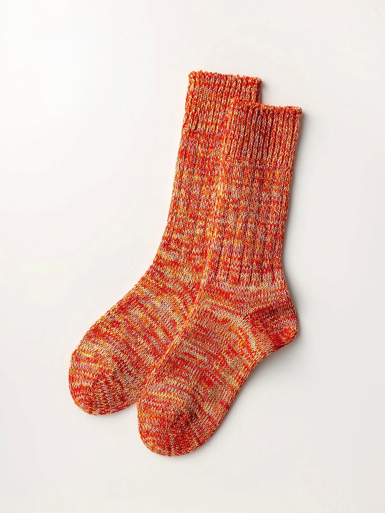 LUCKY SOCKS - Multi colour rib socks red-orange