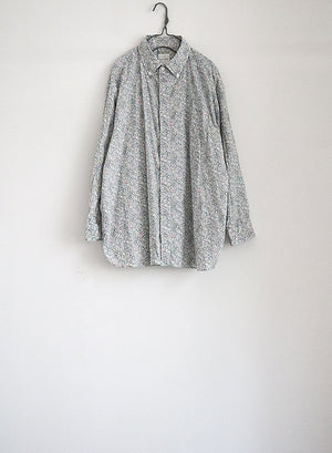 LIBERTY GRAY FLOWER PRINT COTTON CLOTH Baggy B.D.Shirt