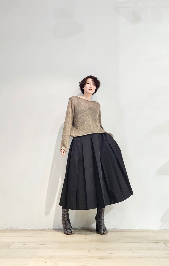 Textured drawstring pleated flare skirt- 2 colours (pre-order)