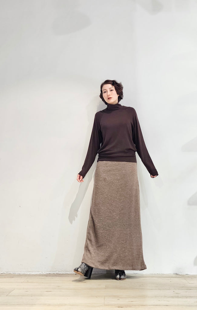 Wool blended ribbed maxi skirt w/ lining - 3 colours (pre-order)