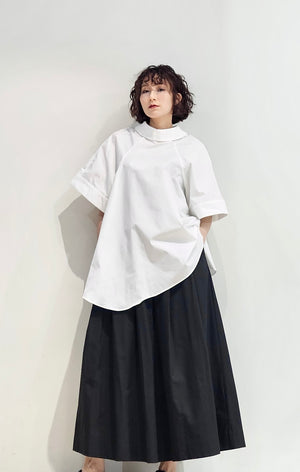 Stand collar A-line shirt blouse - 2 colours (pre-order)