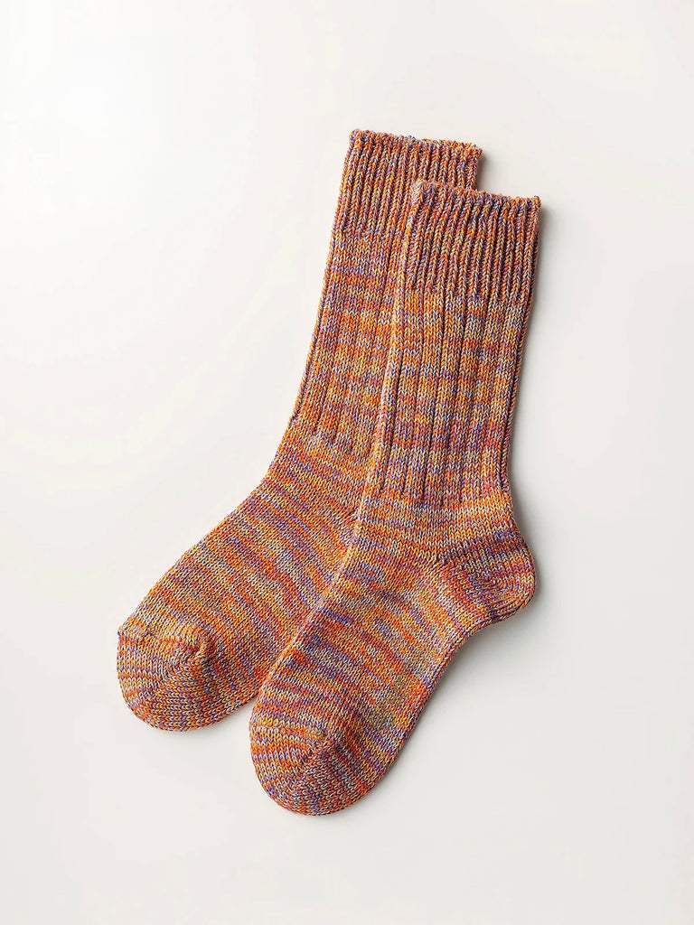 LUCKY SOCKS - Multi colour rib socks orange-purple