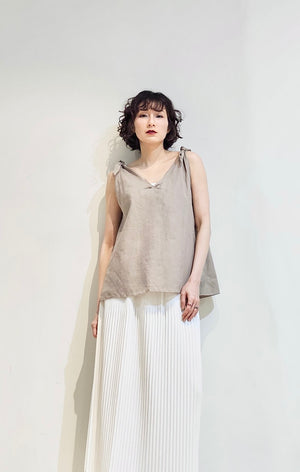 Tied shoulder linen vest - 4 colours