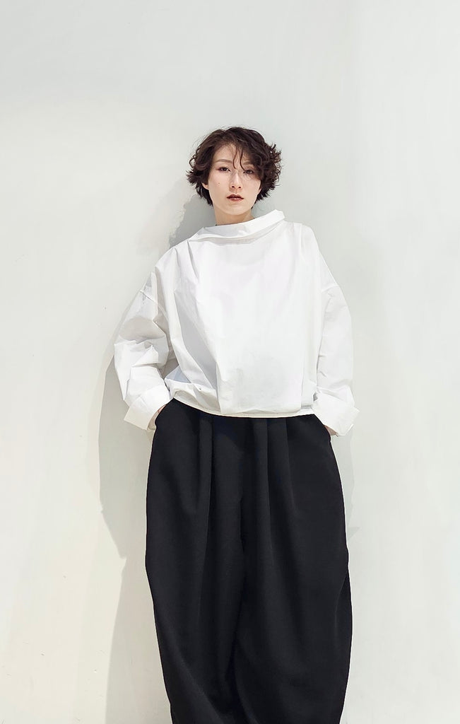 Stand collar nylon set blouse - 2 colours (pre-order)