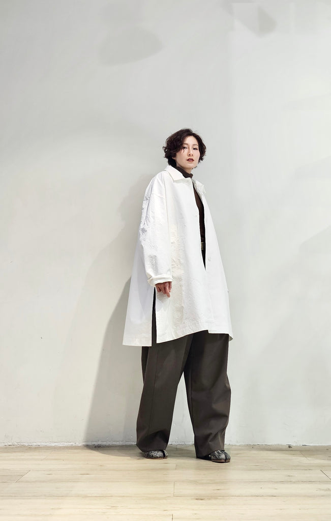 Textured side slit long coat - 3 colours (pre-order)