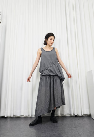 Set-up asymmetric drawstring vest- 3 colours