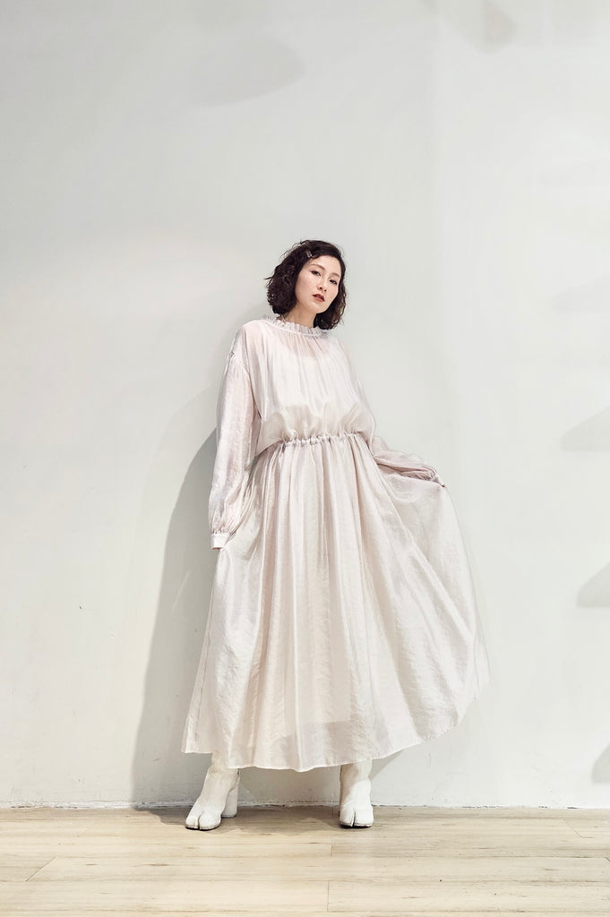 Frill collar sheer tied dress w/ lining - 3 colours (pre-order)