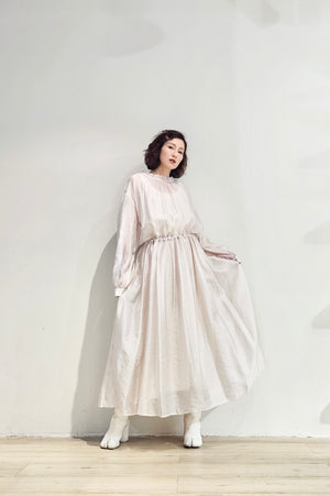 Frill collar sheer tied dress w/ lining - 3 colours (pre-order)