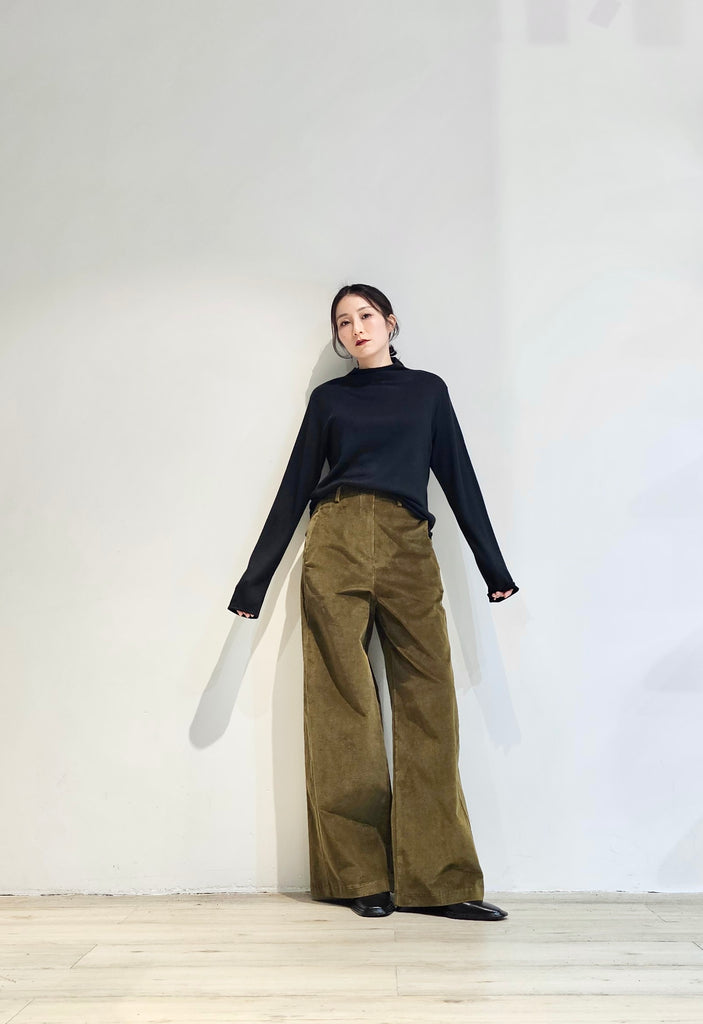 Corduroy straight-leg pants- 2 colours