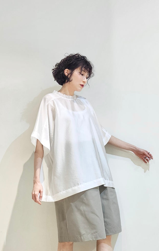Frill collar sheer loose fit blouse - 3 colours