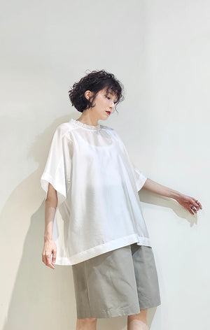 Frill collar sheer loose fit blouse - 3 colours (pre-order)