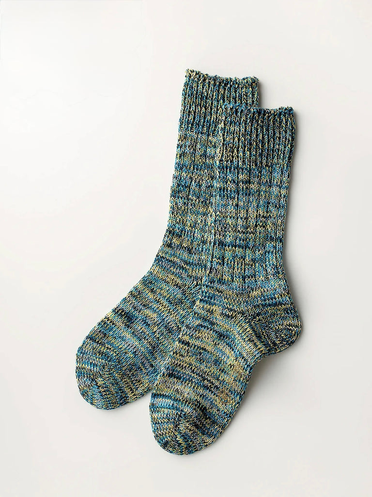 LUCKY SOCKS - Multi colour rib socks blue-yellow