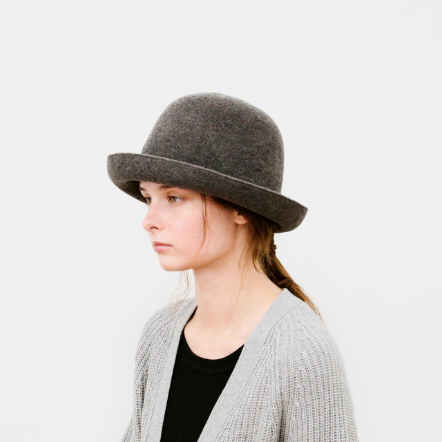 Widen bell hat lamb wool - Charcoal brown