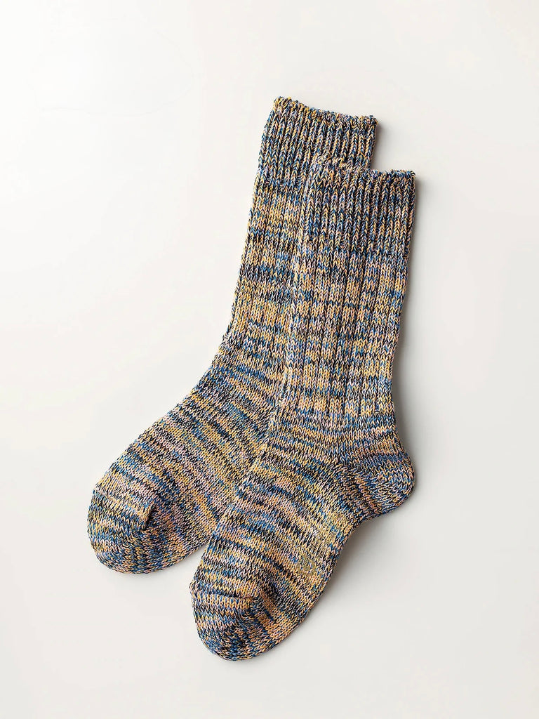 LUCKY SOCKS - Multi colour rib socks blue-orange