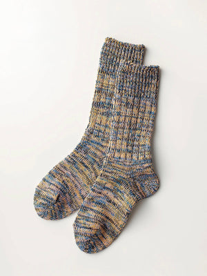 LUCKY SOCKS - Multi colour rib socks blue-orange