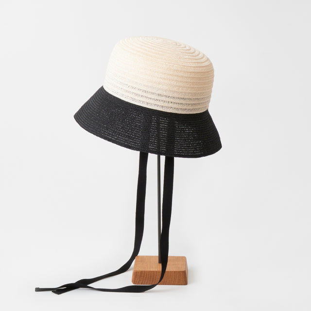 Abana raffia braid bucket hat - Natural + Black