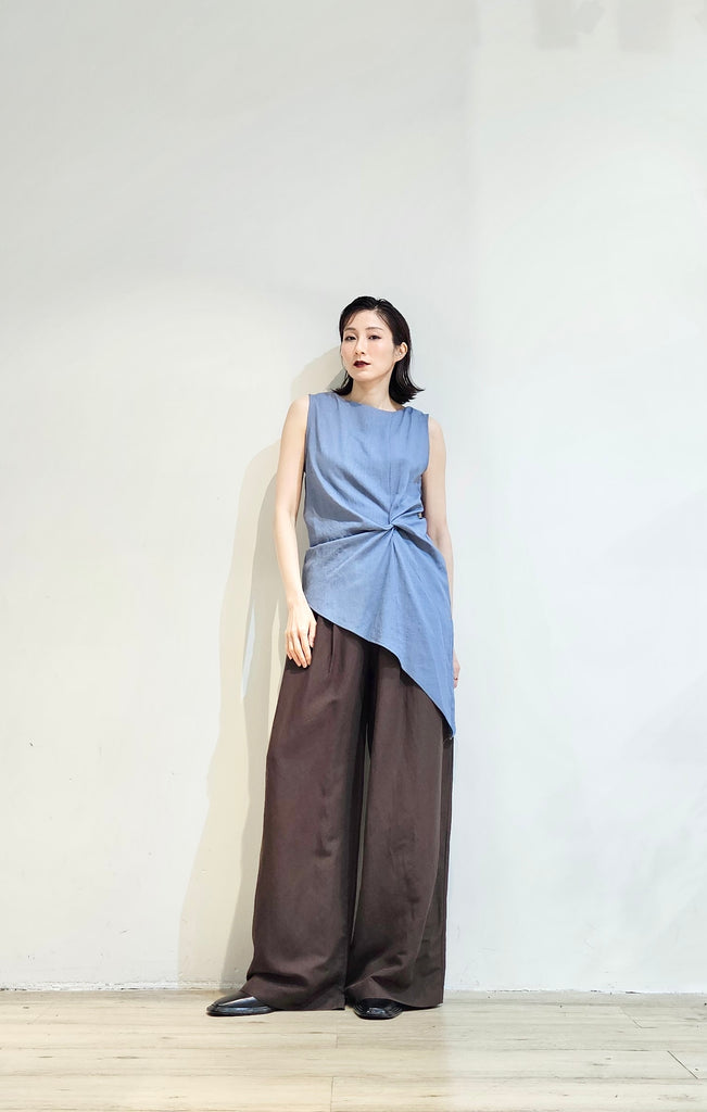 Asymmetrical linen blend vest - 4 colours (pre-order)