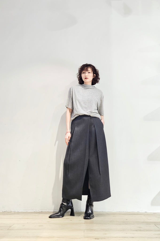 Relax fit stand collar stripe tee  - 4 colours (pre-order)