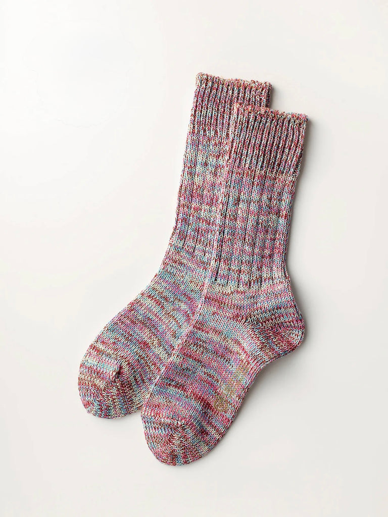 LUCKY SOCKS - Multi colour rib socks light blue-pink