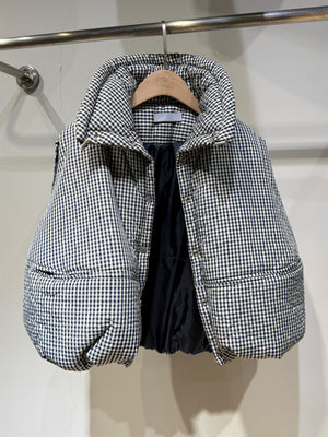 Button up balloon puff gingham vest - 2 colours (pre-order)