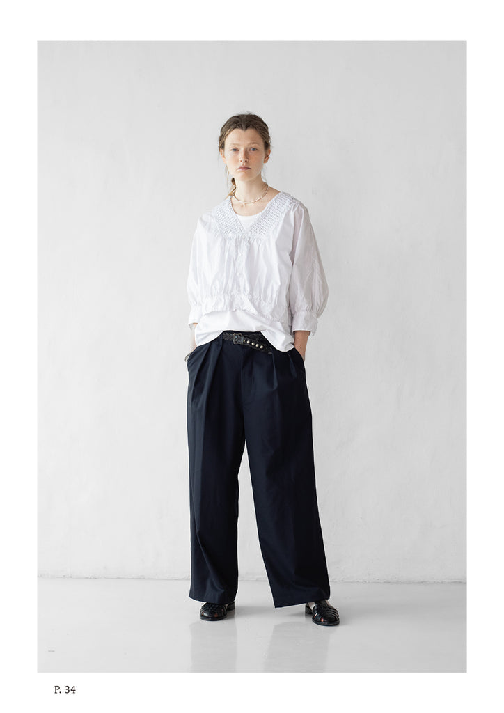 SUPER 120's TROPICAL WOOL CLOTH 2 In-pleat Baggy Pants