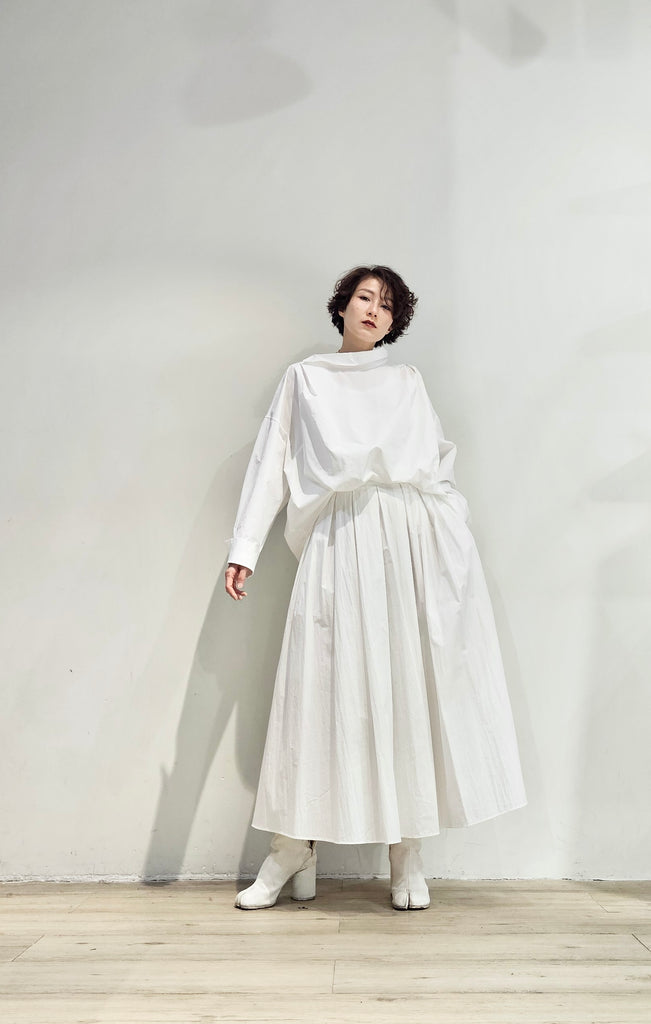 Pleated A-line nylon set skirt- 2 colours (pre-order)
