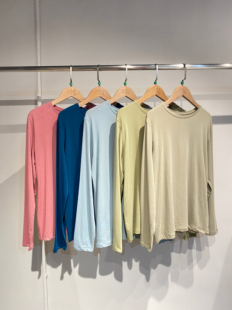 Regular fit stretchy long sleeves tee -5 colours