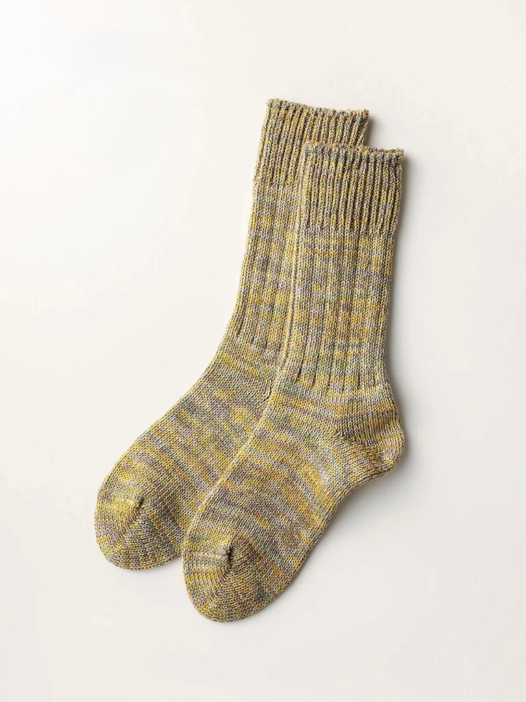 LUCKY SOCKS - Multi colour rib socks Olive-Yellow