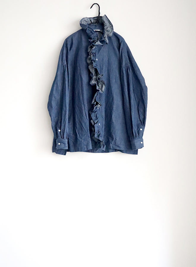 6.5OZ. ORGANIC COTTON DENIM CLOTH Ruffle Shirt