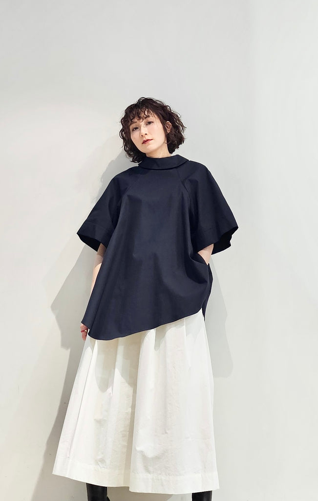 Stand collar A-line shirt blouse - 2 colours (pre-order)