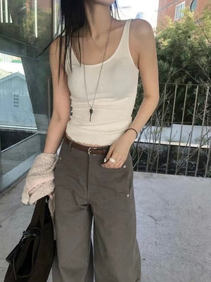 Frill hem ribbed tank top - 3 colours (pre-order)