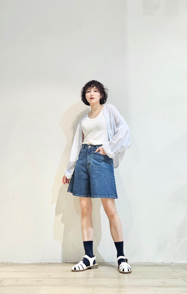 Washed denim swing shorts  - 2 colours