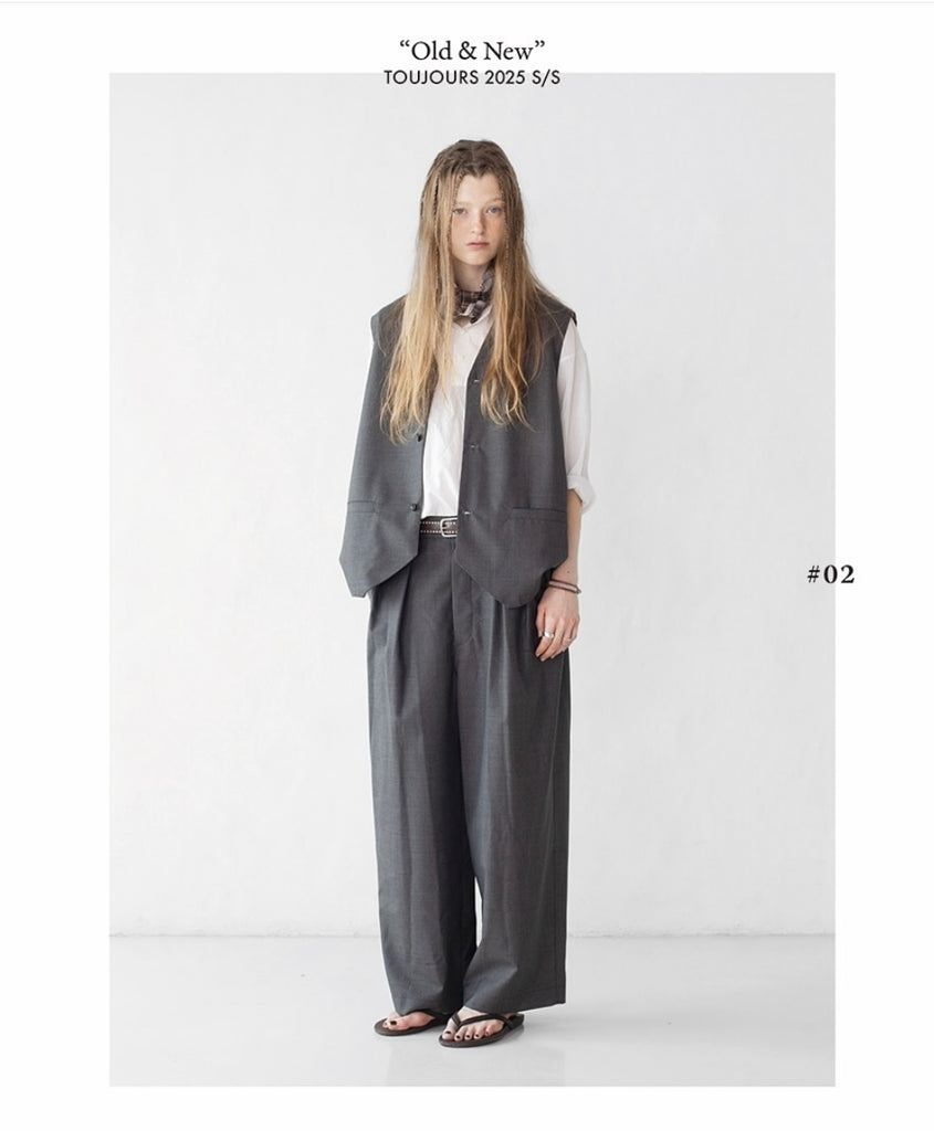 SUPER 120's TROPICAL WOOL CLOTH Oversize Vest