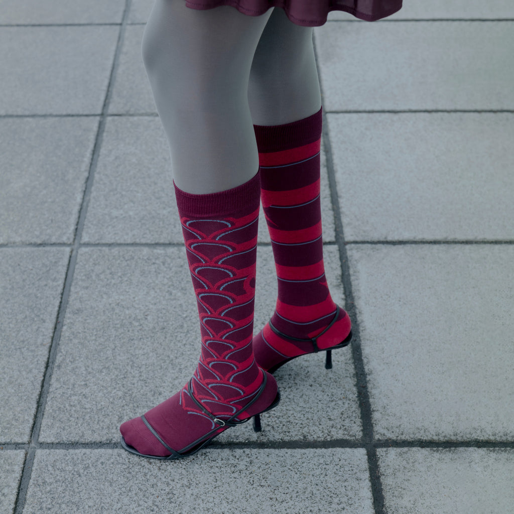 【2nd PALETTE 】socks - burgundy_crane