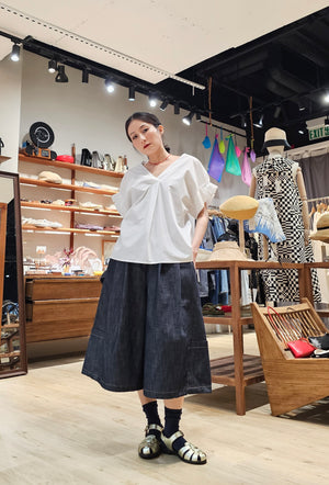 Non fade denim pleated culottes - 2 colours (pre-order)